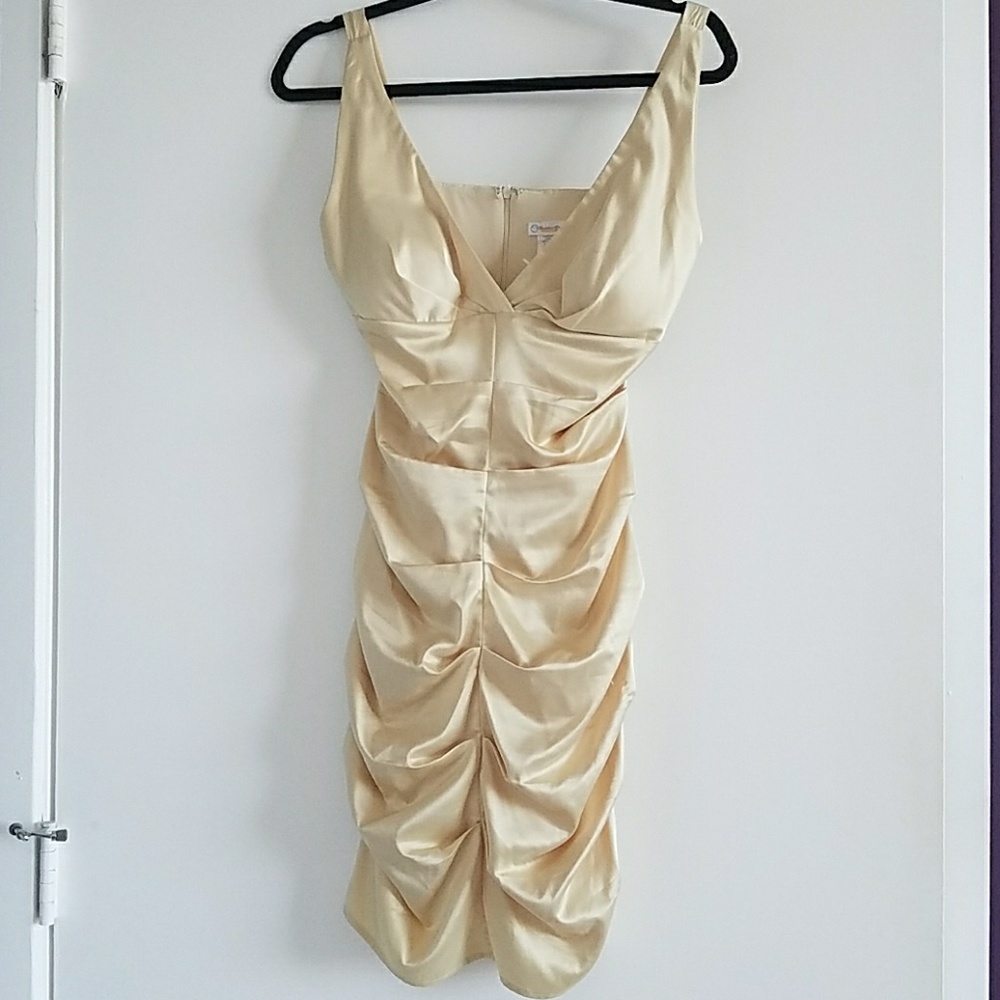 Rubber Ducky bodycon satin Gold dress